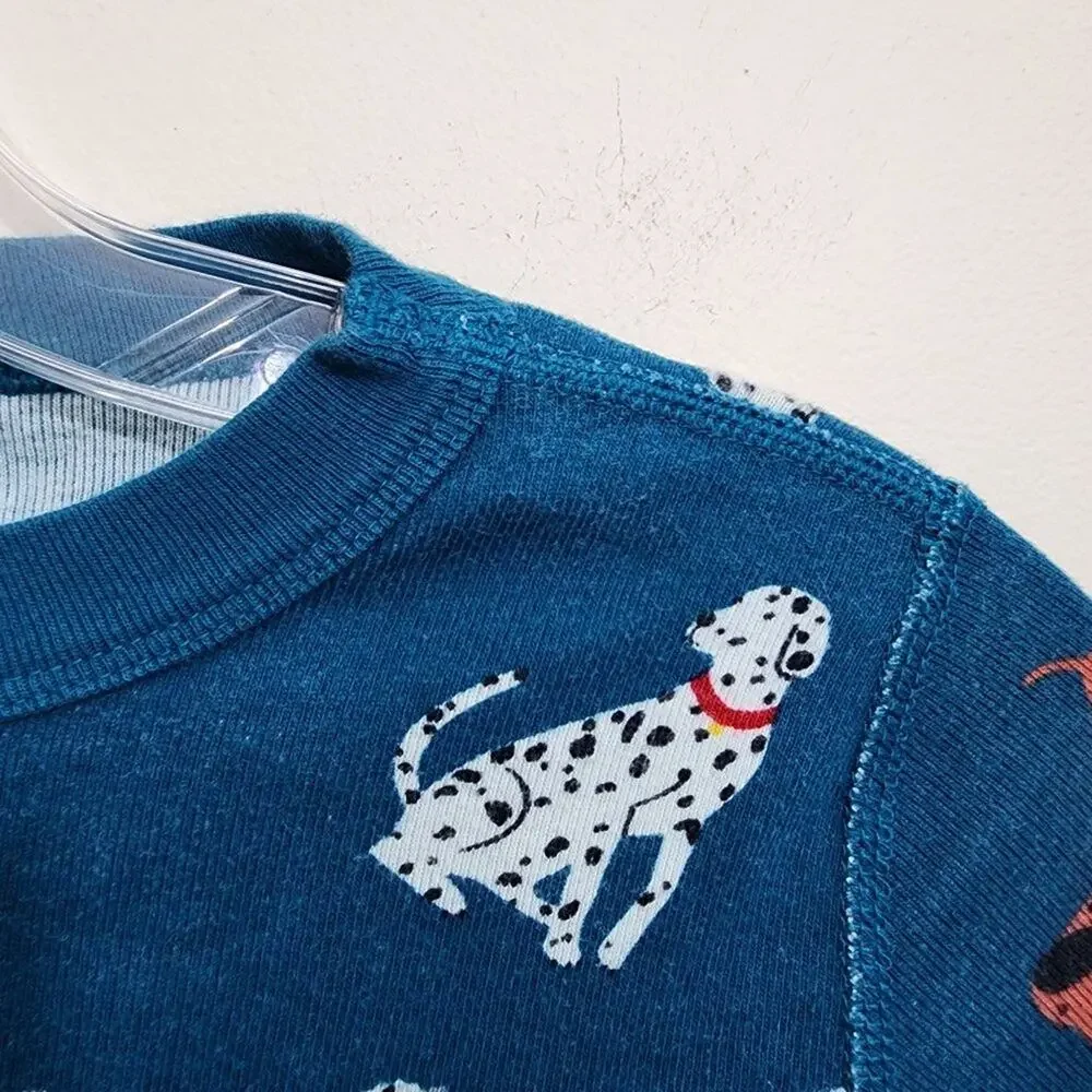Hanna Anderson teal colored dog print long sleeve pajama top girls size 10‎